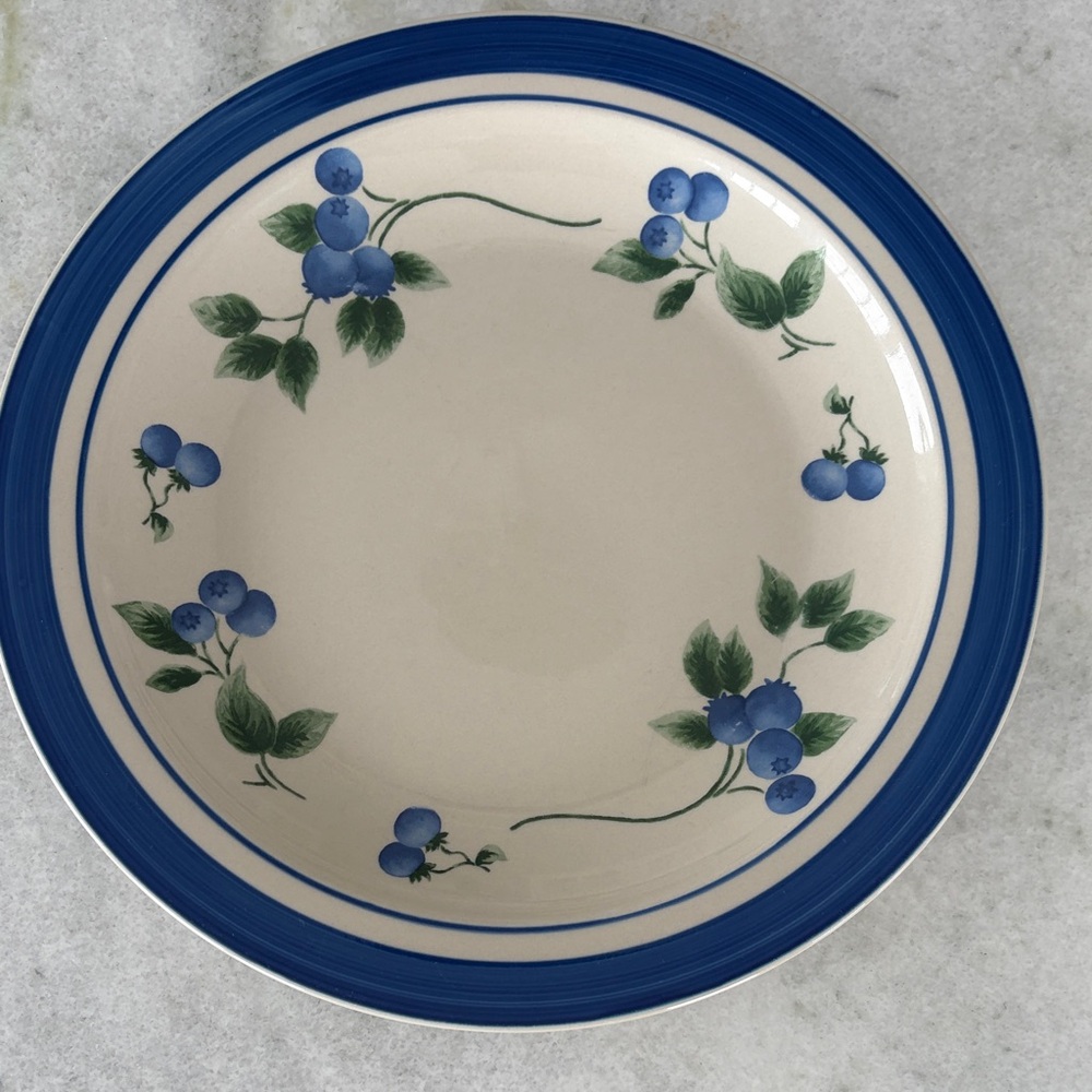 L.L. Bean Blue and Green Blueberry Ceramic Dinner Plate 11 inch retired